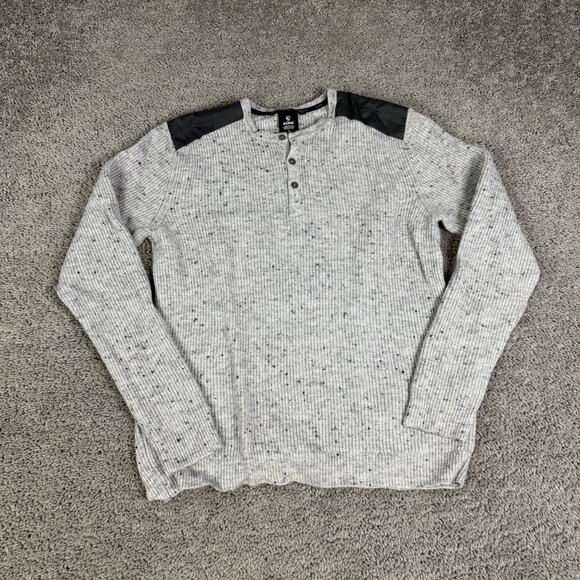 KÜHL Other - Kuhl Sweater Mens L Gray Henley Waffle-Knit Shoulder Patch Pullover Long Sleeve